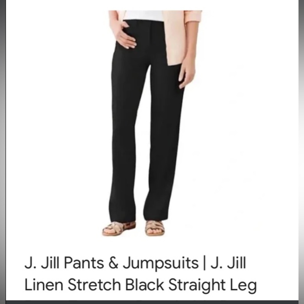 NWOT J. Jill Linen Straight Leg Stretch Pants, Black, Size 6